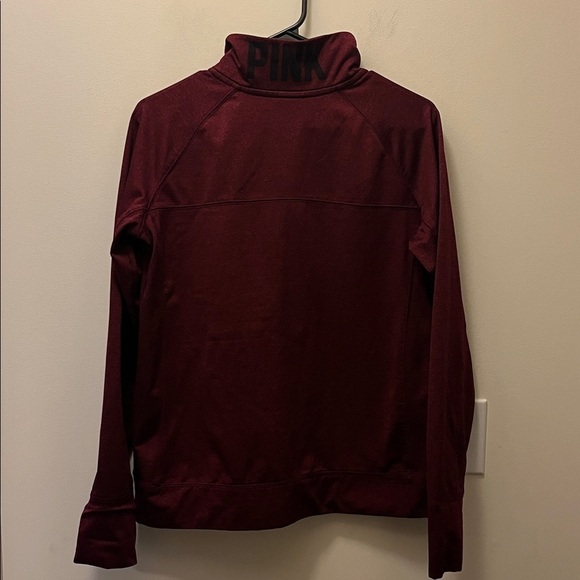 PINK Victoria's Secret Pink Maroon Pullover half zipper size large - Picture 6 of 9
